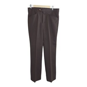 Sears Perma Prest Trim Cut 34 Medium Mens Brown Dress Pants Vintage Grandpa